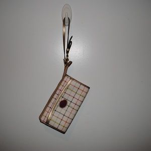 Coach White Plaid Wrist Wallet